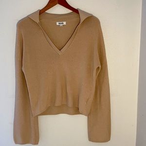 525 America Cotton V-Neck Collared Sweater